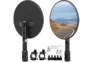 TWSOUL Motorrad Spiegel,E24 Geprüft,2 Stück Lenkerspiegel, mit 2 Zwei 22mm Spiegel Halterungen, Runde Lenkerendenspiegel,360°Drehbar Passend Kompatibel mit die meisten Motorradmarken, Streetbikes,ATVs