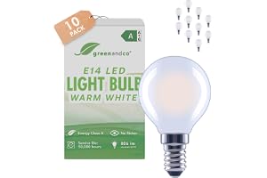 greenandco 10x E14 LED Lampa varmvitt, matt, 3.8W 806lm, G45 | Filament glödlampa E14 LED ersätter 60W, 2700K, 320° Strålvinkel, 230V, inget flimmer, energiklass A, ej dimbar