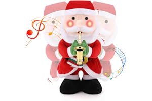 zerotop Electric Singing Dancing Christmas Santa Plush Toy 12.2'' Kids Creative Xmas Decorations Plush Doll with Music ＆ Recording Function Battery Operated Plush Toys Gifts for Home Party Xmas Decor