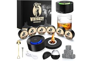 ‎TMEOIIPY Elektrischer Whisky Smoker Set - 6 Holzchips, 6 Whisky Steine, Eisball-Form, Wiederaufladbare Whiskey Smoker Set, Cocktail Smoker Kit for Bourbon, Saturn Smoker Geschenk für Vater, Ehemann, Weihnachts