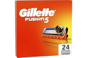 Gillette Recharges De Rasoir Fusion5 Pour Hommes, Pack De 24, AUTHENTIQUES, Cartouches Avec Bande Lubrifiante Et 5 Lames Pour Un Rasage Manuel Efficace, Compatibles Avec Les Manches De La Série Fusion
