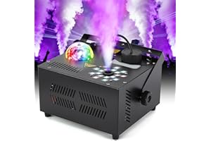 Hakuta Machine à fumée verticale 1000 W avec 18 lumières LED et boule disco pour Halloween, mariage, discothèque, club, fête de Noël, performance DJ