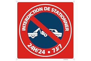 Goodvia Pannello di divieto di stazionamento 24H/24 7J/7, pannello di parcheggio vietato in alluminio riflettente quadrato 300 mm, impermeabile e resistente ai raggi UV, 1 pezzo