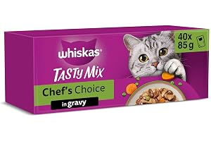 whiskas Tasty Mix 1+Chef´s Choice in Gravy 40x85g Pouches, Adult Cat Food