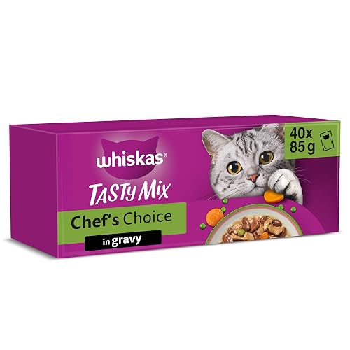 whiskas Tasty Mix 1+Chef´s Choice in Gravy 40x85g Pouches, Adult Cat Food