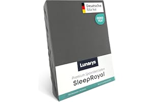 ‎LUNARYS Lunarys® SleepRoyal Luxus Spannbettlaken 180x200cm - Grau - 250 g/m² Premium Bettlaken - 40 cm Steghöhe - für hohe Matratzen, Boxspringbett & Matratze + Topper & Wasserbett - Stretch Jersey