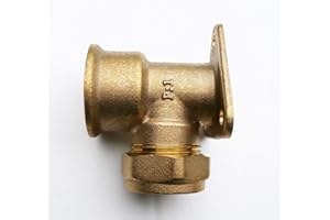 GEAKV Brass Wall Plate Elbow. 22 mm Compression x 3/4" BSP Female Thread