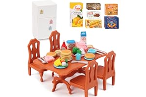 BANANMELONBM Dollhouse Furniture Set for Kids Toys Miniature Doll House Accessories Pretend Play Toys for Boys Girls & Toddlers Age 3+ with The dining room