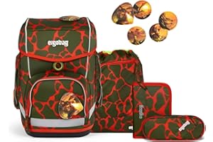 ergobag Cubo Set Ergonomic School Backpack Classic 6-Piece 1st Class Primary School, Fire Speibar - Orange, Unit size