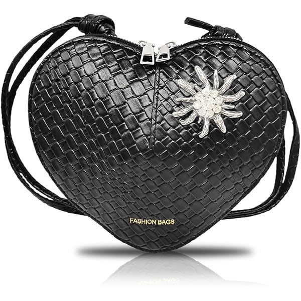 Scinzene Dirndl Herztasche Mit Edelweiss - Oktoberfest Handtasche Schwarz Filz