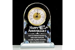 OUGPIU Acrylic Clock Quartz Clock of 40th Ruby Anniversary Wedding Gifts for Married Couple Parents Grandparents for 40 Years of Marriage Wedding for Living Room Keepsake Table Decor Ornaments