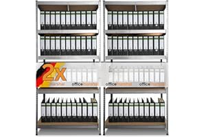 OfficeMarshal Lot de 2 étagères galvanisées pour charges lourdes, 180 x 90 x 40 cm | Étagère de rangement, étagère sur pied, système d'emboîtement montable sans outils (Lakota)