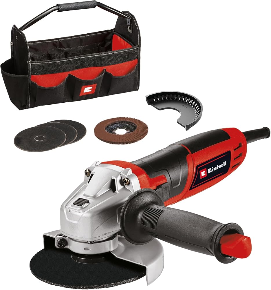 Einhell Avuç Taşlama Makinesi TC-AG 125/850 Set 4430977 | 850 W | Ø 125 mm | 28 mm kesme derinliği | 12.000 dev/dk'ya kadar | kesme koruyucusu | 3 adet kesme diski | torba