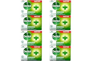 ZAIZAH Dettol Soap Original Antibacterial Bar - 4 Twin Pack, 8 x 100g Antibacterial Hand & Body Soap Bar – Disinfects and Kills 99.99% of Germs, Ideal for Handwashing and Cleansing