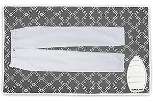 ENCASA XO Encasa Homes Tapis de Repassage (120 x 70 cm) avec Rembourrage de 3 mm et Repose-Fer en Silicone pour Le Repassage à la Vapeur sur la Table ou Le lit - Couverture résistante à la Chaleur- Grey Tiles