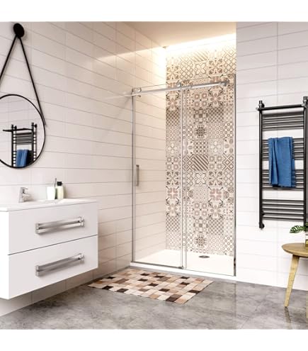 Porta Per Box Doccia Scorrevole 135x195 Cm - Vetro Temperato 8mm Anticalcare, Profilo Cromato - Foto 5