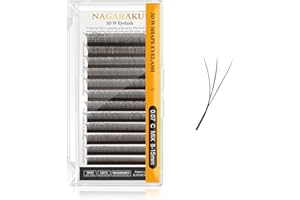 ‎NAGARAKU NAGARAKU 3D Wimpern Extensions W Selbstfächernde Wimpernverlängerung Eyelash Vorgefächerter Handgewebt Fertige Fächer Webart mit langem Griff Premade Fans Volumen Cluster Hellbraun (0.07mm C 8-15mm)