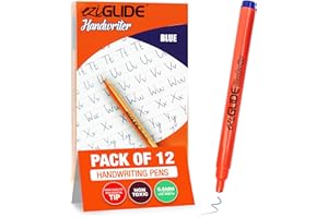 Eziglide Handwriting Pen Blue, Pack of 12 Hand Writing Pens, hard-wearing polyacetal tip to give smooth effortless ink flow for both right and left handed children