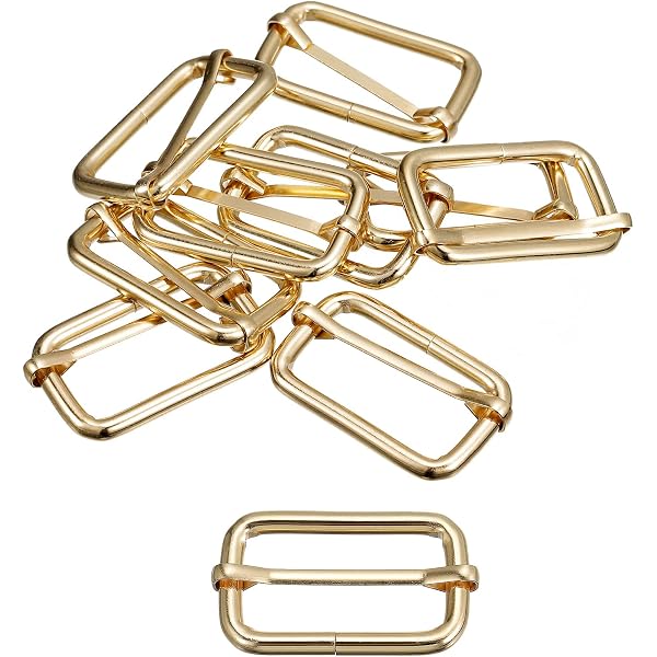 10 Boucles Coulissantes Métal Sourcing Map - 38x20mm - Ajusteur Sangle Pour Ceinture, Sacs DIY - Argent