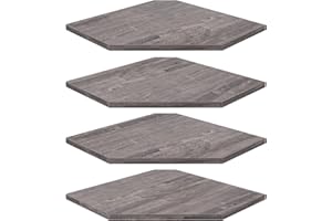 Homode Corner Shelf Wall Mount, Set of 4 Corner Floating Shelves with Cord Hole, Wall Shelf Organizer, Wood Hanging Storage Shelving for Bathroom Bedroom Kitchen, Rustic Grey
