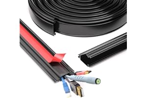 KAYLEINSTER 1m Black Cable Trunking,Wire Cover for Wall, Self-Adhesive Cable Tidy, Paintable Trunking,Combinable Decorative Wire Hider,Trunking Cables to Hide 2-3 Wires for TV and Computers in Family and Office