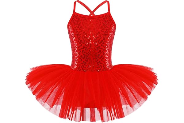 iiniim Enfant Fille Robe De Danse Classique Tutu Ballet Danse Justaucorps Leotard Paillettes Tulle Robe Costume Soirée Bal Performance 4-12 Ans