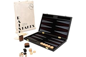 Big Game Hunters Jeu de société Backgammon avec planche en bois pliable portable et sac fourre-tout en coton – Ensemble de voyage Backgammon