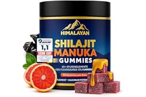 PLANTAPAX Shilajit Himalaya Herzwohl Glow Gummibärchen mit Manuka Honig MGO 550 – Fulvinsäure, Huminsäure & Mineralien – Laborgeprüft – Für Immunsystem, Wohlbefinden & Stressbalance