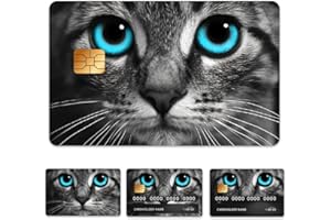Peacoblue Bank Card Sticker Cute Cat Face Credit Debit Card Custom Skin Cover Protector, 4 Styles Waterproof Scratch-Proof and Aesthetic Decal for Most Popular EBT Transportation Key Card