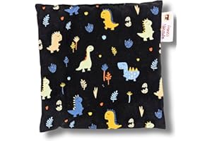 FRANZIS NÄHSTUBE Spelt Pillow 20x20cm Dino Blue Grain Pillows 100% Cotton for Heat and Cold Therapy Heat pad Suitable for microwaves