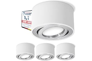 ‎SSC-LUXON SSC-LUXon CELI-1W 4er Set LED Aufbauspot weiß rund - 4x Aufbaustrahler flach schwenkbar mit fourSTEP LED 4W warmweiß Dimmen ohne Dimmer
