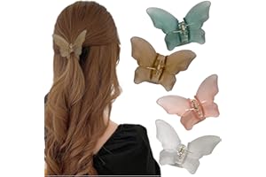 YPKIA Pinzas para el pelo de mariposa para mujer, tamaño mediano, pinzas acrílicas para el pelo con purpurina, mariposa, pequeñas pinzas para el pelo fino para mujeres y niñas (4 unidades)