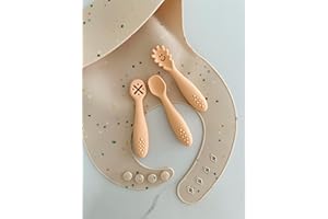 leyla&e Baby Esslernlöffel (3er Set) für eigenständiges Essen | BPA-frei & LFGB-zertifiziert | Spülmaschinenfester Silikonlöffel | Lernlöffel geeignet für BLW (Cream Blush)