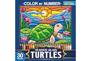 Turtles Stained Glass Color by Number: 30 Enchanting Designs of Radiant Turtles in Magical Waters (Stained Glass Color By Number Collection)