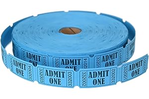 L LIKED 2000 Blue Raffle Tickets with Perforations and Consecutive Numbers,Single Ticket Roll for Events, Carnivals, Door Prizes & Drinks