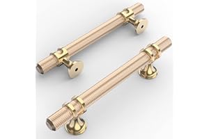 Amerdeco 10 Stück Möbelgriffe Gebürstetes Messing 96mm Lochabstand Schubladen Griffe für gold Küchenschränke Schrankgriffe Schubladengriffe Türgriffe für Küchenschränke Kleiderschrank UK0047