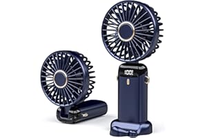 JANREAY Mini wentylator ręczny, wentylator biurkowy USB, mały wentylator stołowy z 5 prędkościami i akumulatorem USB 3000 mAh, składany, elektryczny wentylator do podróży, biura, gospodarstwa domowego