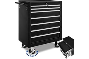 TecTake® Carrello Portautensili con 7 Cassetti - Porta Attrezzi Officina con Ruote, Attrezzatura da Lavoro - Nero