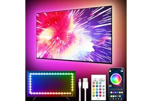 GIPOYENT TV LED Lights, 13.1Ft LED Lights for 40-65 Inch, TV Behind with Bluetooth Function - RGB Color Changing Light Strip for Home Theater(13.1ft)