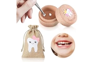 WUIOWPPIC 2 Piece Set Tooth Fairy Box, Tooth Fairy Bag, Baby Tooth Keepsake Box,Baby Tooth Storage Box, Wooden Tooth Fairy Box Kit To Keep The Childhood Memory For Tooth Loss Baby Birthday Gifts(Pink)