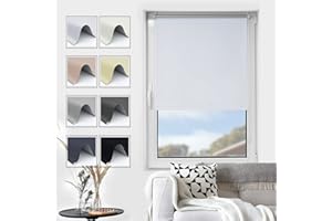 Grandekor Estores Enrollables Termica sin Taladrar Blanco-Opaco 75x140, Aislante Termico Persianas Estor Opaco sin Perforación, Enrollable Blackout para Puertas y Ventanas con Cadena