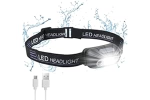 flintronic Lampe Frontale Rechargeable, Lampe Torche Frontale Puissante 200 LM 3 Modes Mode Capteur Sensible, Ultra-Léger & Réglable Lampes Frontales Enfants pour Pêche, Camping, Randonnée, Cyclisme