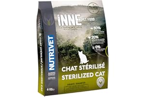 NUTRIVET - INNE Chat - Croquettes sans Céréales - Chat Stérilisé ou en Surpoids - Poulet - 80% d'ingrédients d'origine Animale - 6kg