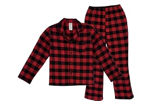 LNFINTDO Pyjamas för flickor, långärmad, rutig, vardagsklädsel, set för pojkar och flickor, flanell, pyjamas, rutig topp och