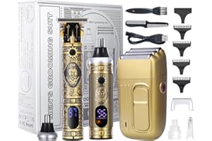 Bestauty Tagliacapelli elettrico professionale per uomo Kit rasoio barba capelli e taglia peli naso, USB ricaricabile Set di tagliacapelli per barbieri