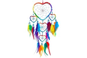 BALI DREAMCATCHER RAINBOW HEART DREAM CATCHER 12cm x 35cm Stunning Girls Boys Kids Bedroom Decoration