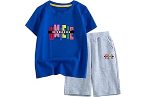 amropi Ragazzi Maglietta e Pantaloncini 2 Pezzi Bambino Set Completo T-Shirt con Pantaloncino 1-12 Anni