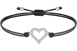 J.Endéar Bracciale Cuore per Ragazze Bambini Bambini Argento 925 con Zirconi, Bracciale Cuori d'Amore Fatto a Mano in Corda Filigranata per Bambina