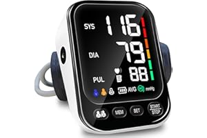 PEKYO FoviFlxy Blood Pressure Monitors Large Cuff Blood Pressure Machine, 2x199 Records Automatic Upper Arm BP Machine for Home Use 4.5in LED Backlit Adjustable Large Font Screen