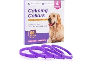 YFCACT 4 STK Calm Halsband NatüRliches Beruhigungsmittel für Kleine MittelgroßE GroßE Hunde Pheromonen bei Angst Stress und AggressivitäT 60 Tage Wirkzeit Wasserdicht Einstellbare Beruhigungsmittel